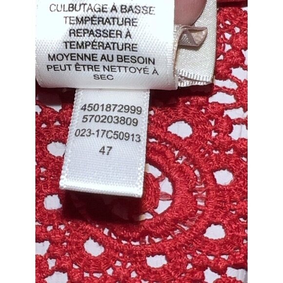 NWOT CHICO'S Red Lace Semi Sheer Full Zip Jacket Sz 2 / Large - Picture 12 of 16